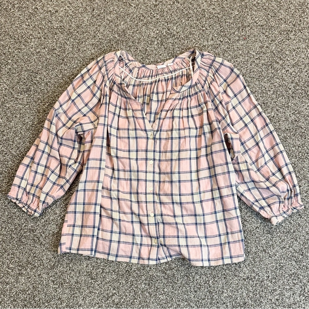 GAP Pink and Blue Plaid Button Down Shirt - Picture 4 of 10